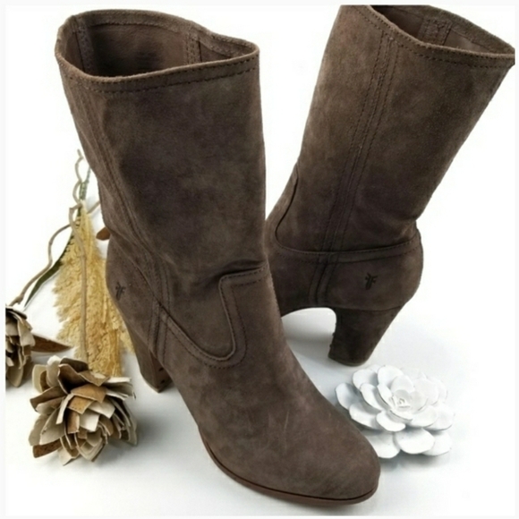 FRYE  Brown Suede Studded Sole Heel Boot 9.5m - Picture 5 of 8